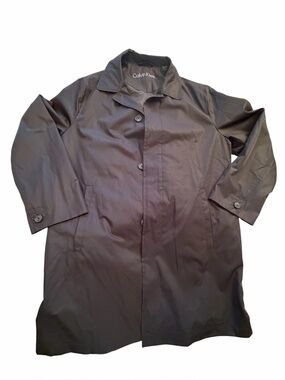 Calvin Klein Black Single-Breasted Trench Coat Over Coat-Size 38S